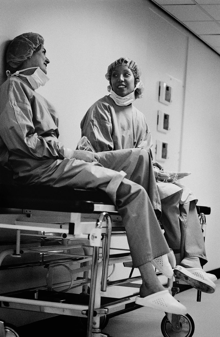 Physicians talking in hallway