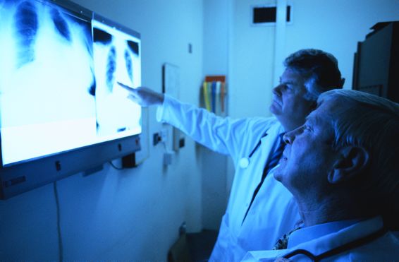 Physicians viewing x-rays