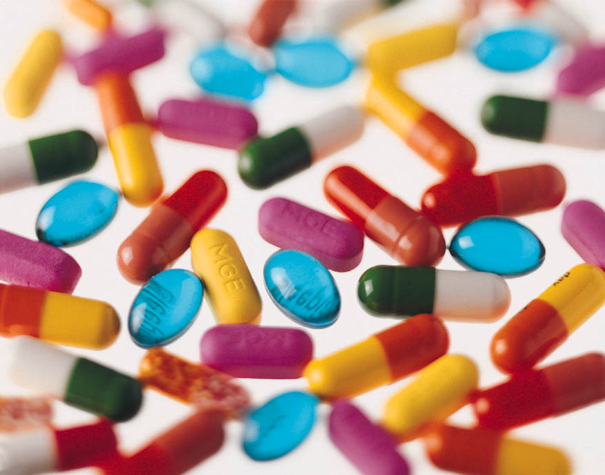 Assorted colorful pills
